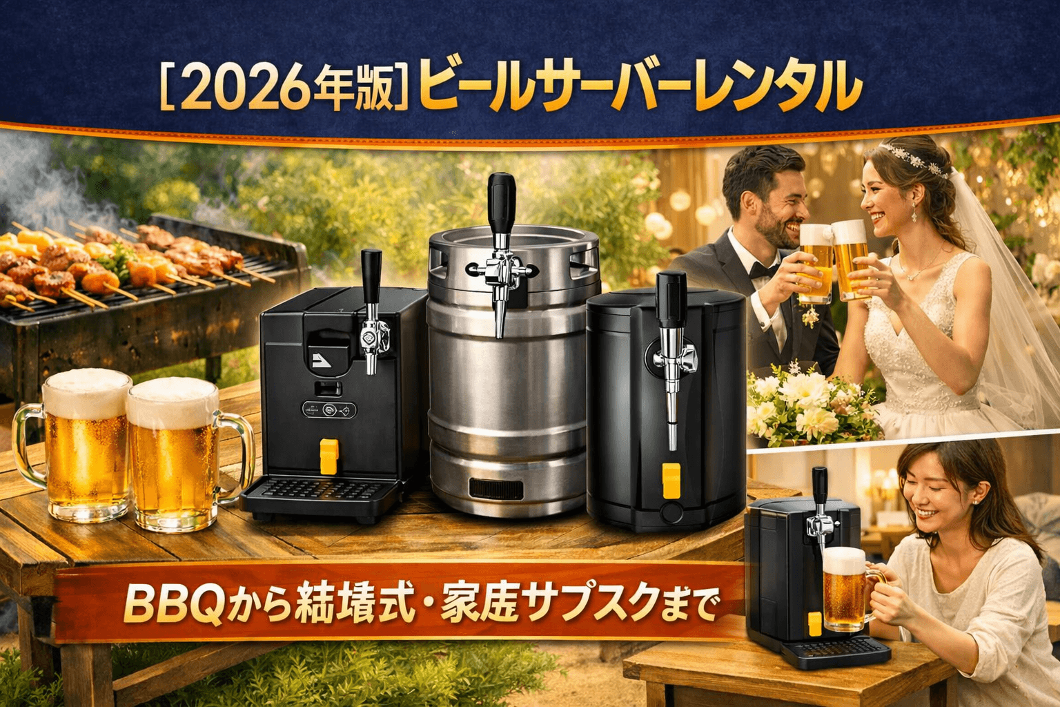 【2026年版】ビールサーバーレンタル徹底比較|BBQから結婚式・家庭サブスクまで